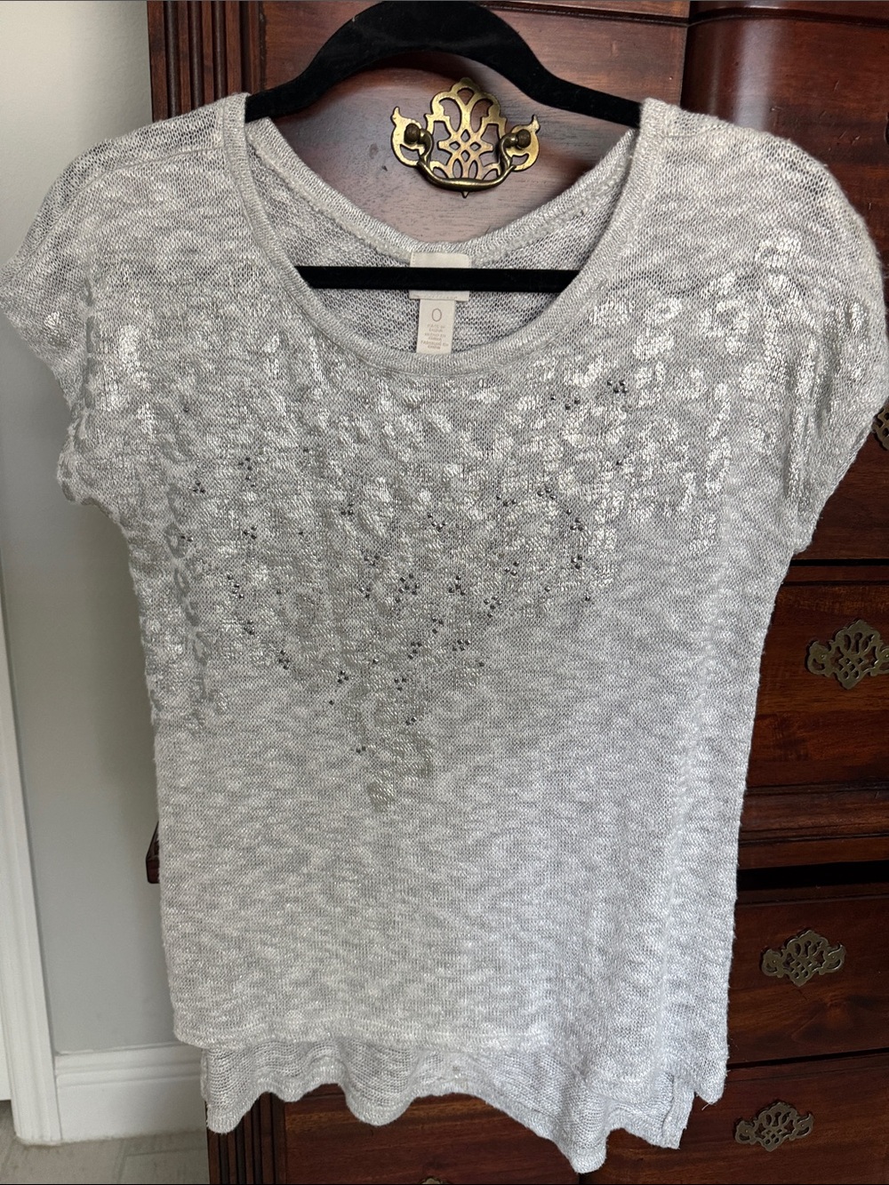 Light Gray Women's Short Sleeve Knit Top
